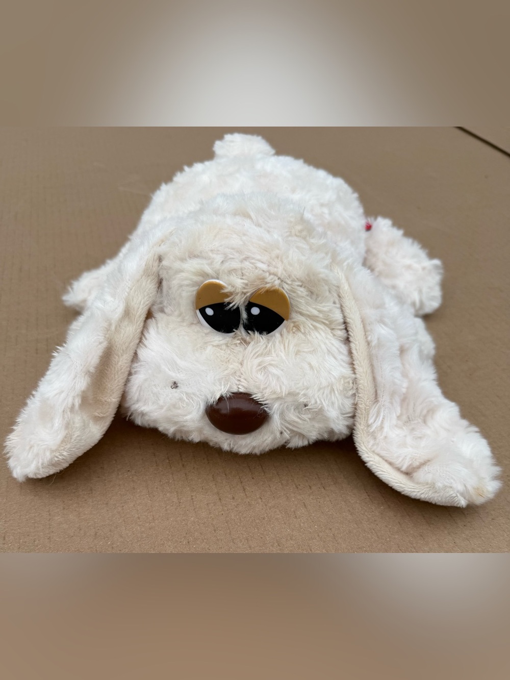 Pound Puppies Cream Plush Puppy W/Red Collar & Heart Tag PP Patch - NWOT